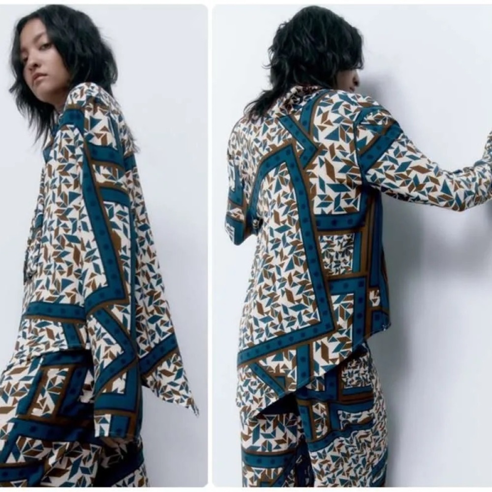 Zara Scarf Print Fluid Blouse